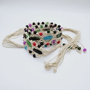 Beaded macrame boho bohemian hippie woven rope belt